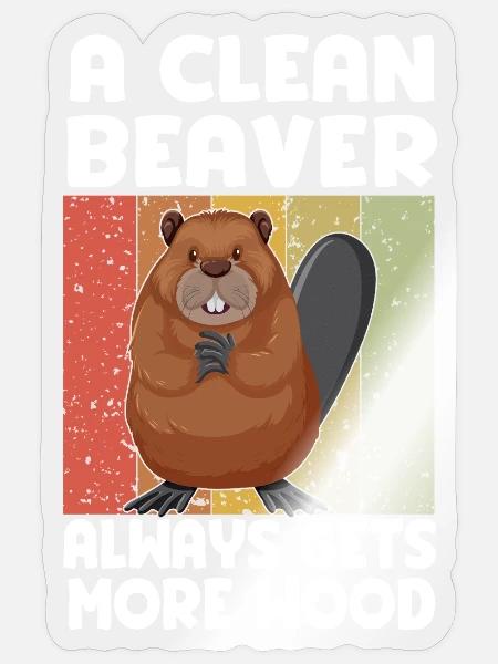 Sauberer Biber Holzspruch - Sticker Größe S (10 x 10 cm) - Transparent glänzend
