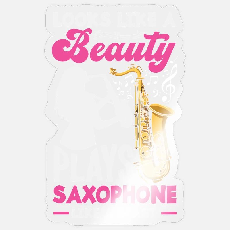 Saxofon - Sticker Größe S (10 x 10 cm) - Transparent glänzend