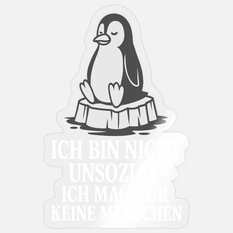 Pinguin auf Eis mit Spruch - Sticker size S (10 x 10 cm) - transparent glossy