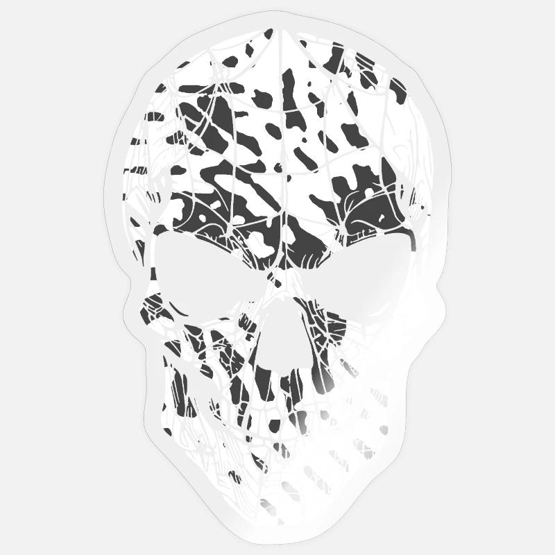 Skull Camouflage Pattern Black White Sticker size S (10 x 10 cm)