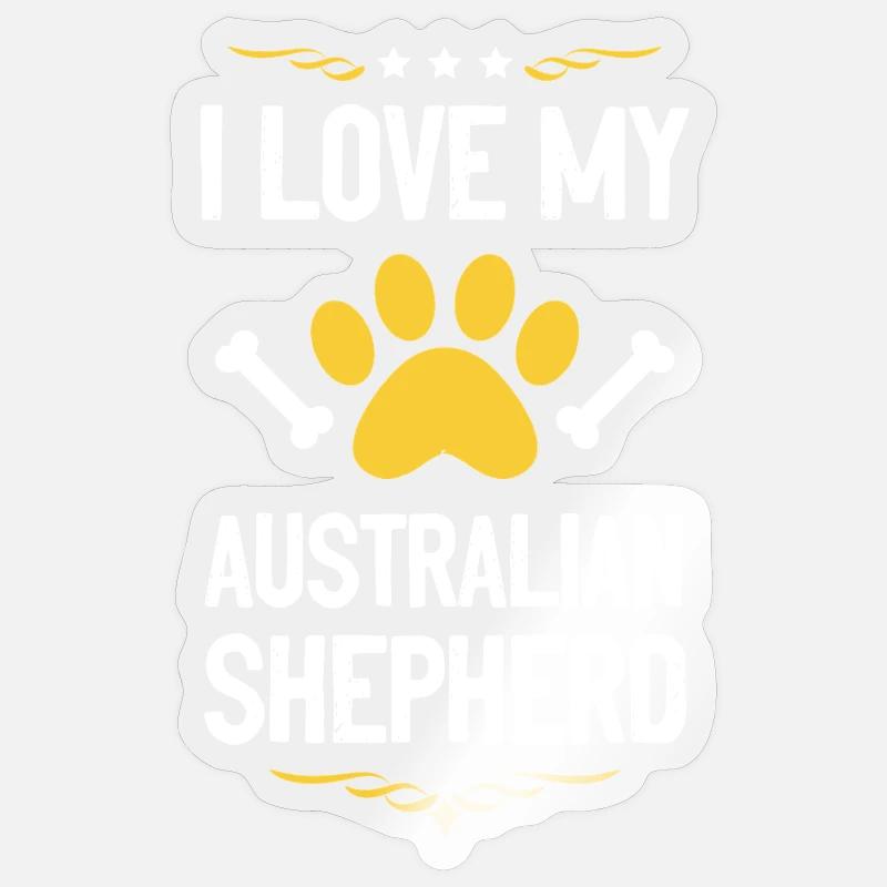 Ich liebe meinen Australian Shepherd - Sticker Größe S (10 x 10 cm) - Transparent glänzend