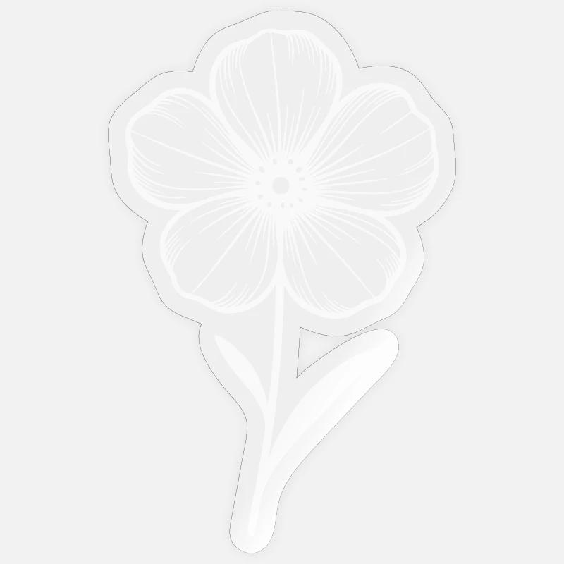Weisse grafische Blume - Farbe variabel - Sticker Größe S (10 x 10 cm) - Transparent glänzend