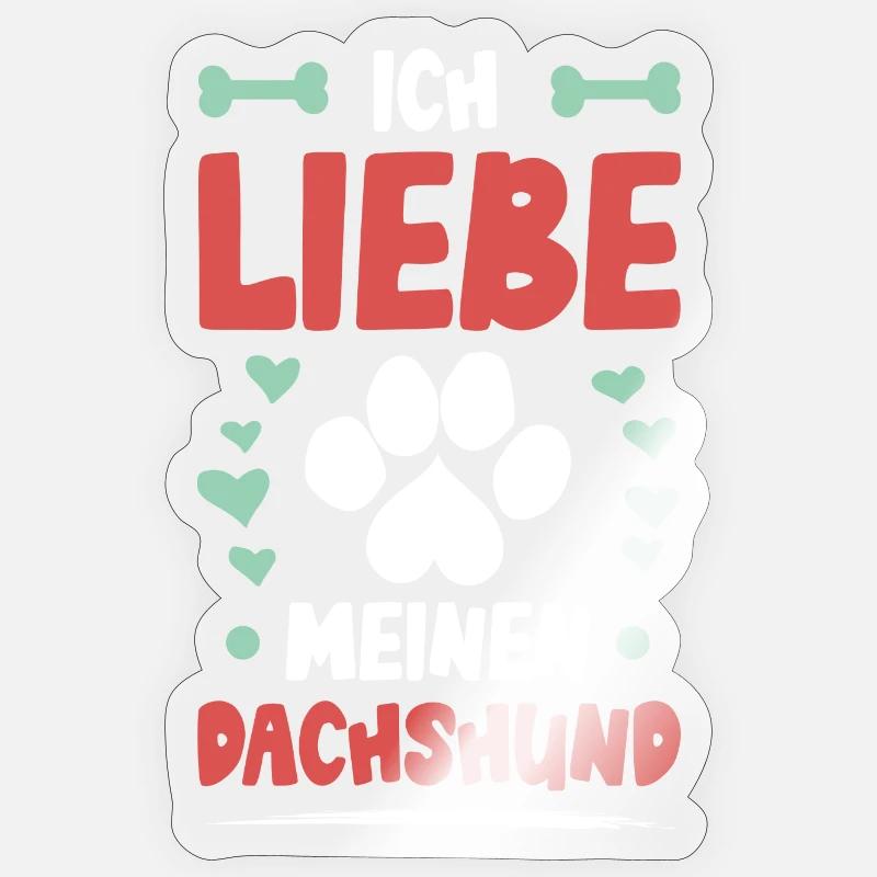 J’adore mon teckel - Sticker taille S (10 x 10 cm) - brillant transparent