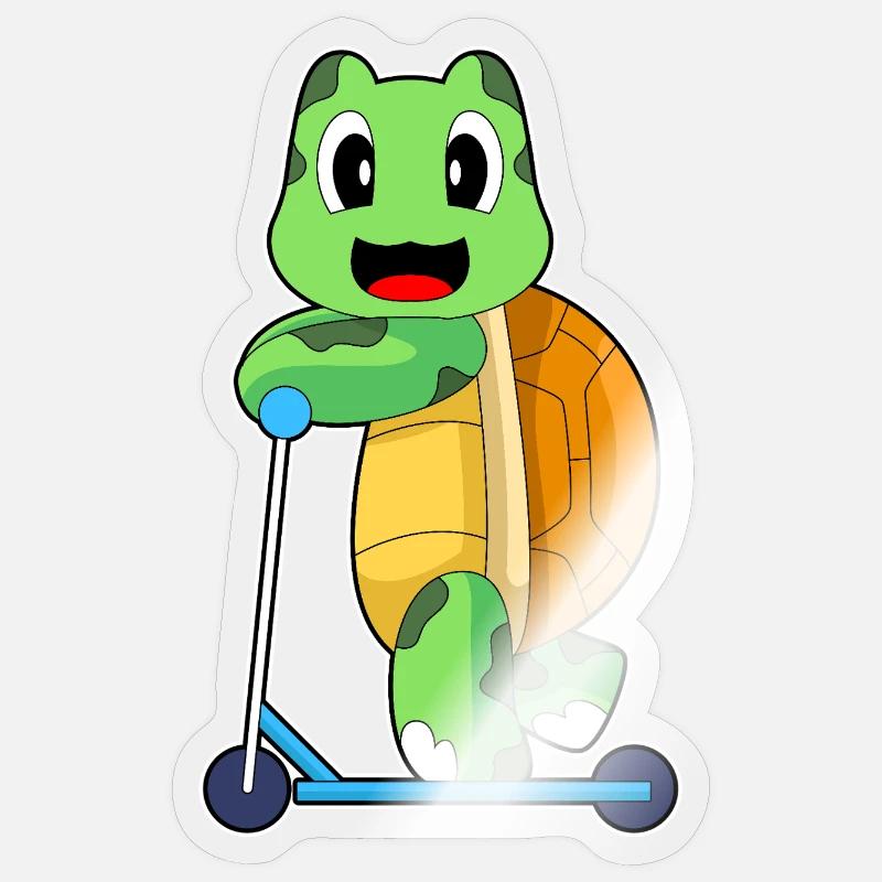 Schildkröte Tretroller Sticker Größe S (10 x 10 cm)