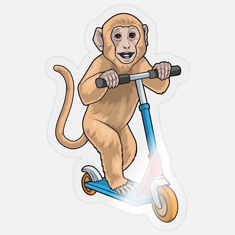 Affe Tretroller Sticker Größe S (10 x 10 cm)