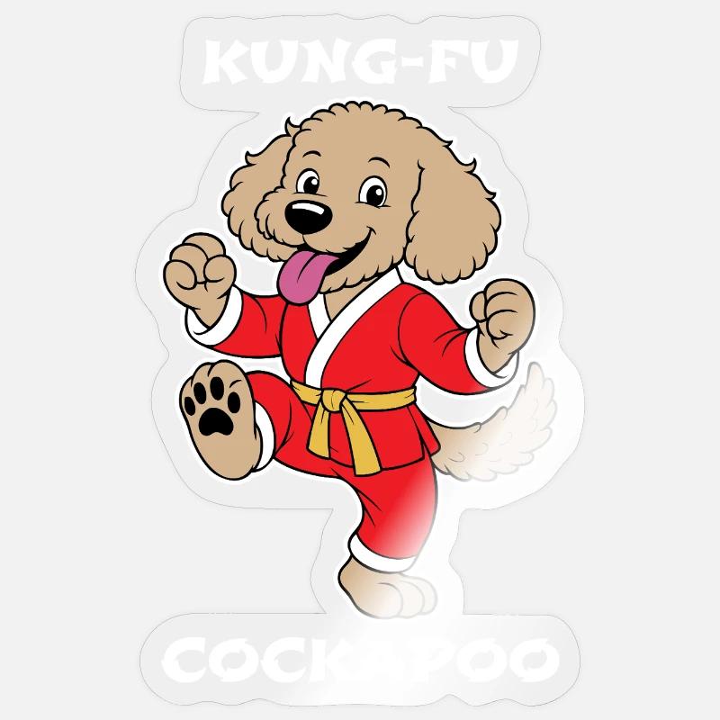 Cockapoo Kung-Fu - Sticker Größe S (10 x 10 cm) - Transparent glänzend
