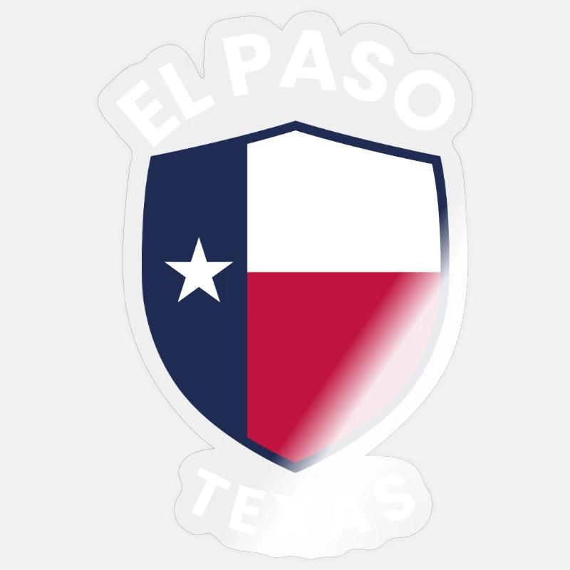 Drapeau du Bouclier du Texas d’El Paso Sticker taille S (10 x 10 cm)