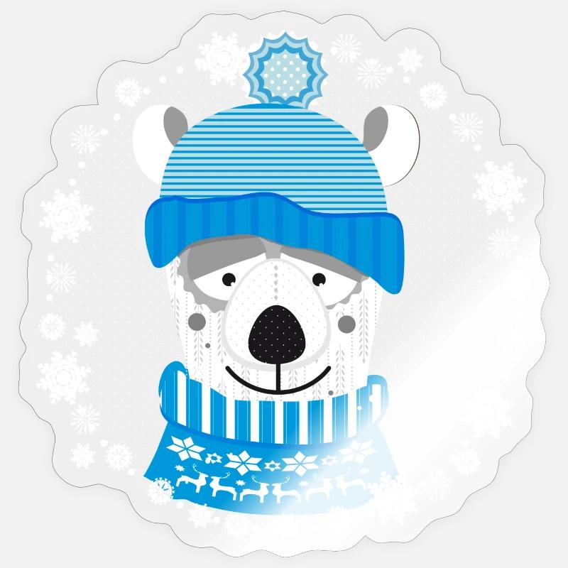 Eisbär mit Mütze und Pulli Sticker Größe S (10 x 10 cm)