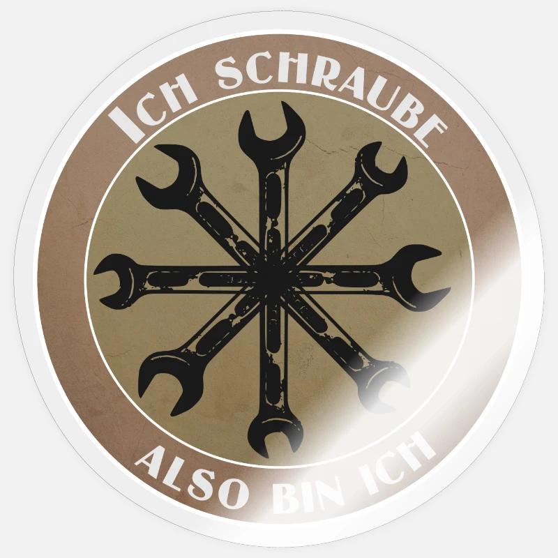 Ich schraube, also bin ich! Sticker Größe S (10 x 10 cm)