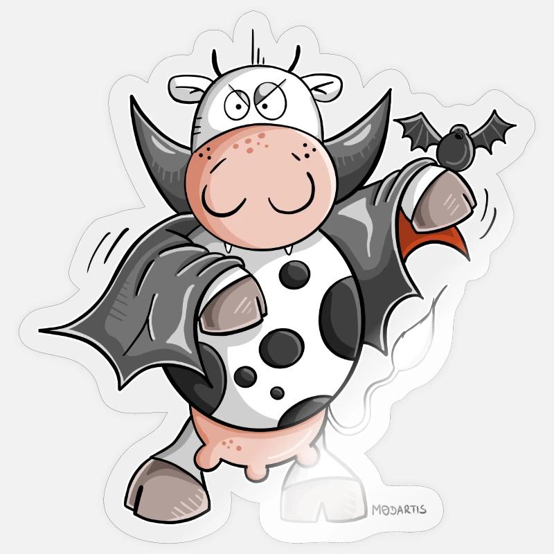 Dracula Kuh I Vampir Fun - Sticker Größe S (10 x 10 cm) - Transparent glänzend