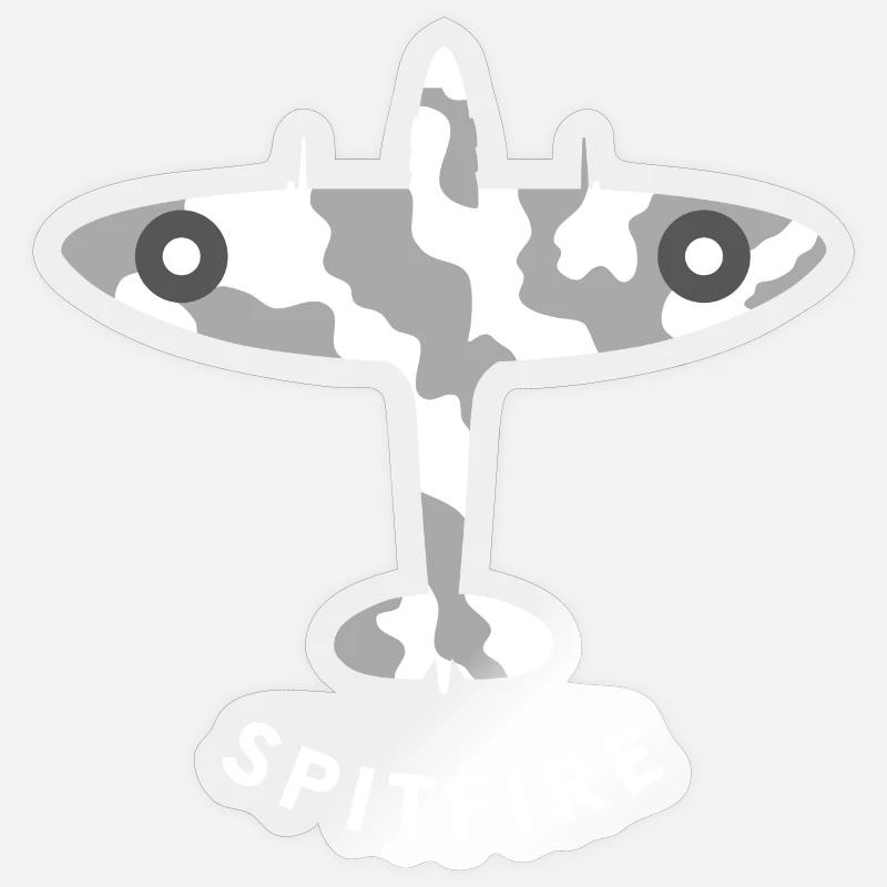 Spitfire-Jagdflugzeug Sticker Größe S (10 x 10 cm)