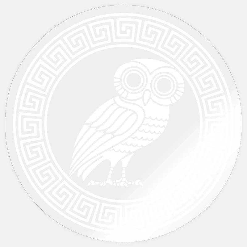 Griechisches Symbol der weißen Eule Sticker Größe S (10 x 10 cm)