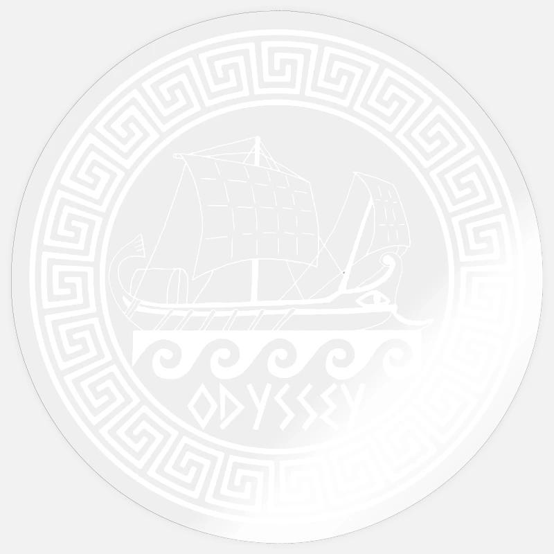 Symbol eines weißen griechischen Bootes - Sticker Größe S (10 x 10 cm) - Transparent glänzend