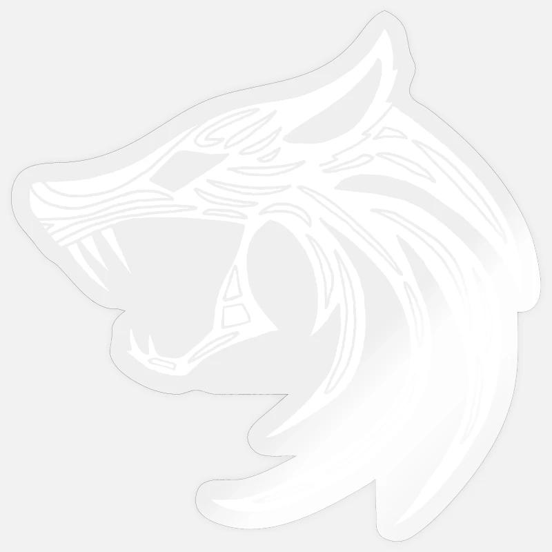 White demonic wolf - Sticker size S (10 x 10 cm) - transparent glossy
