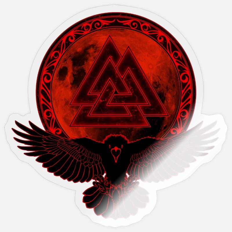 Raven Valknut Full Moon - Sticker size S (10 x 10 cm) - transparent glossy
