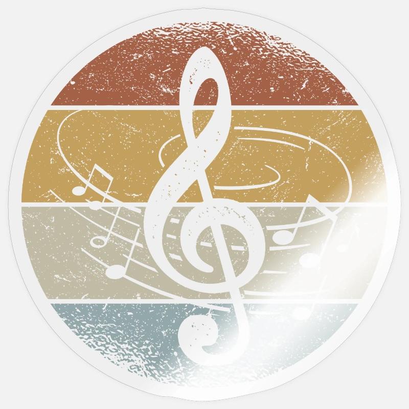 Claviers de violon Notes de musique Retro Clef - Sticker taille S (10 x 10 cm) - brillant transparent