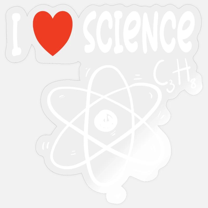 J’aime la science - Sticker taille S (10 x 10 cm) - brillant transparent