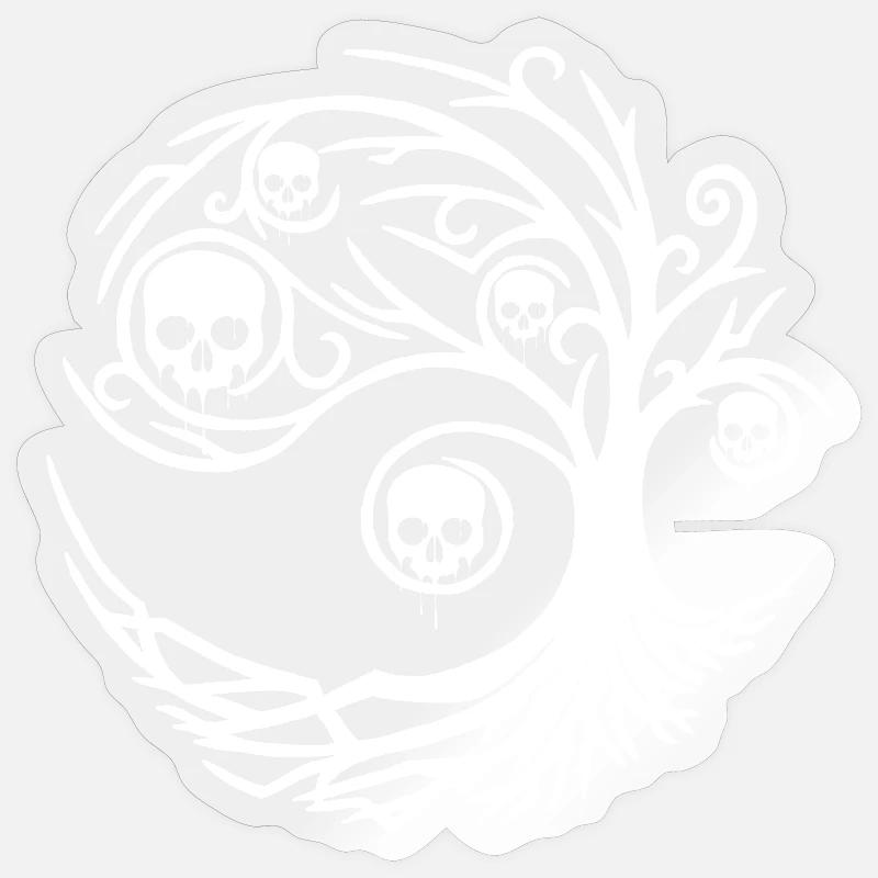 Weißer Baum mit Totenköpfen Sticker Größe S (10 x 10 cm)