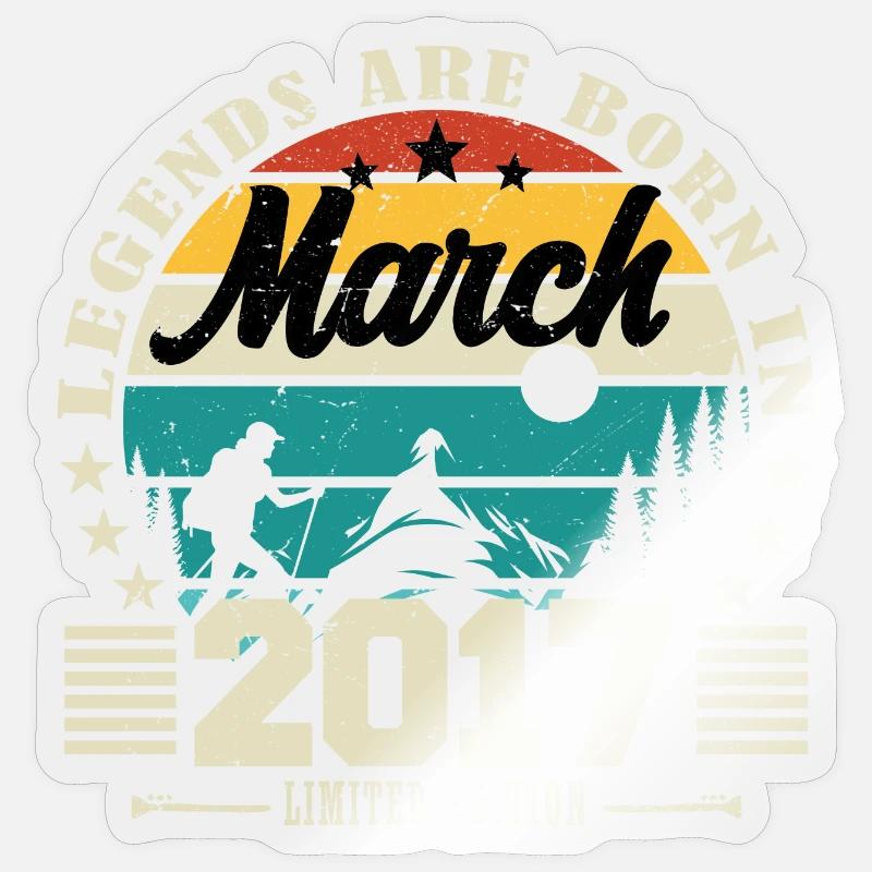 März 2017. Geburtstagsgeschenk März 2017. - Sticker Größe S (10 x 10 cm) - Transparent glänzend