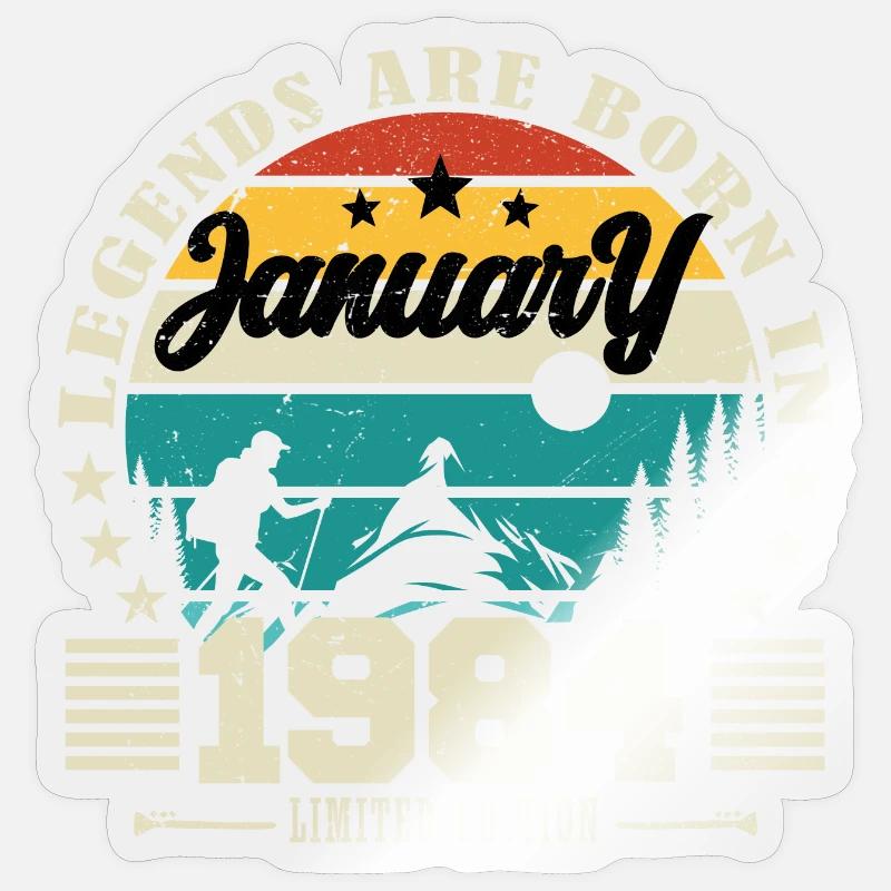Januar 1984. Geburtstagsgeschenk Januar 1984. - Sticker Größe S (10 x 10 cm) - Transparent glänzend