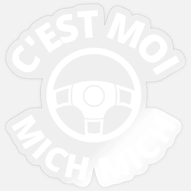 c'est moi mich mich, auto école - Sticker taille S (10 x 10 cm) - brillant transparent