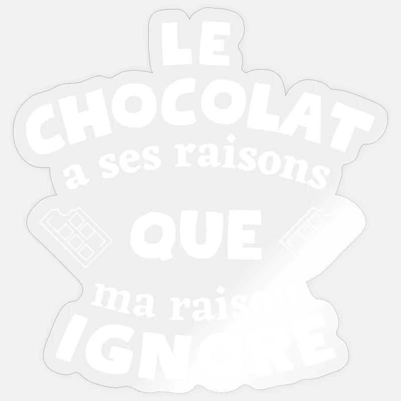chocolat, fan de chocolat, j'aime le chocolat - Sticker taille S (10 x 10 cm) - brillant transparent
