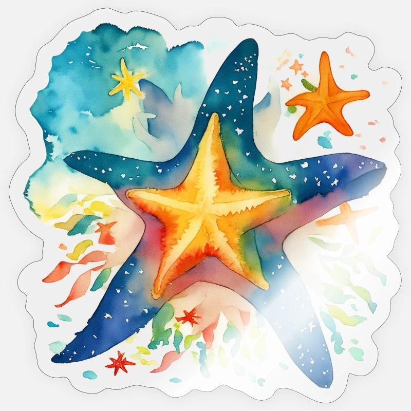 Étoile de mer - Sticker taille S (10 x 10 cm) - brillant transparent