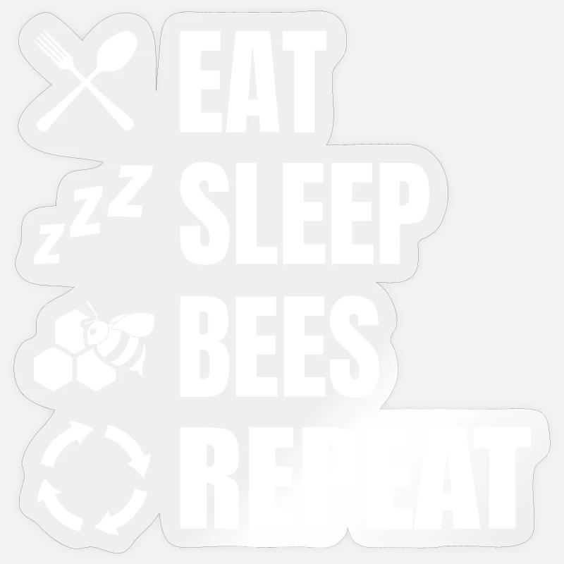 Eating, sleeping, beekeeping, repeating - Sticker size S (10 x 10 cm) - transparent glossy