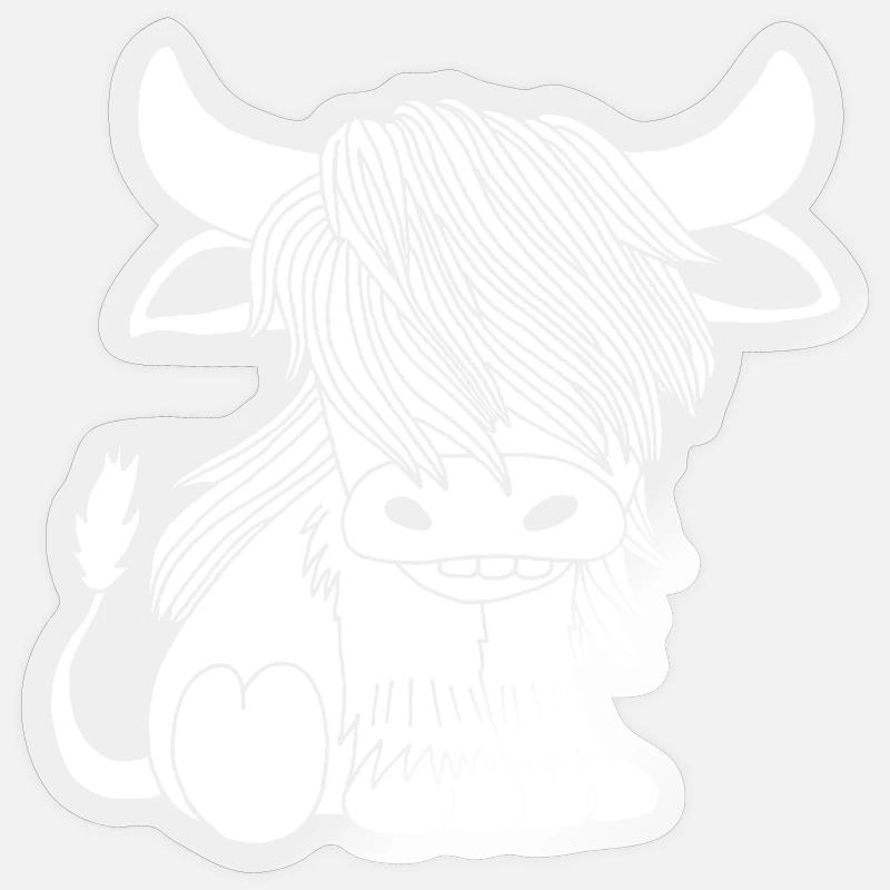 White long-haired cow - Sticker size S (10 x 10 cm) - transparent glossy