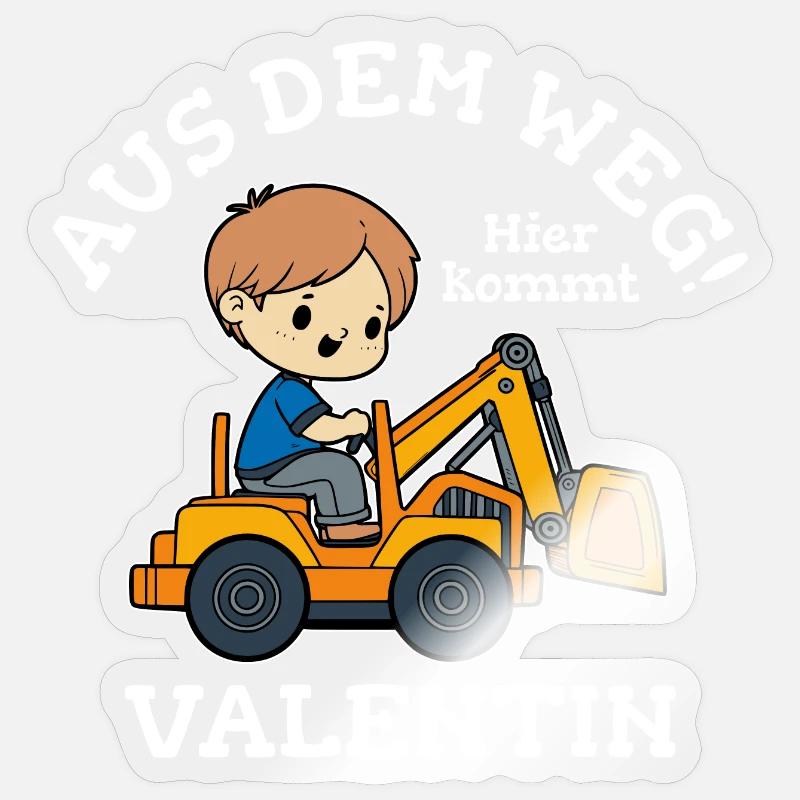 Valentin Vorname Bagger - Sticker Größe S (10 x 10 cm) - Transparent glänzend