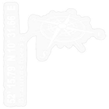 Koordinaten Braunschweig - Sticker Größe S (10 x 10 cm) - Transparent glänzend - Vorne