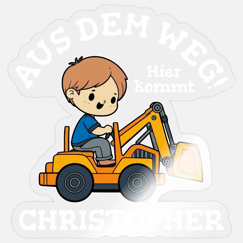 Christopher Vorname Bagger - Sticker Größe S (10 x 10 cm) - Transparent glänzend