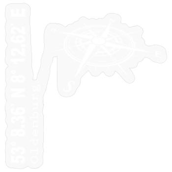 Koordinaten Oldenburg - Sticker Größe S (10 x 10 cm) - Transparent glänzend - Vorne