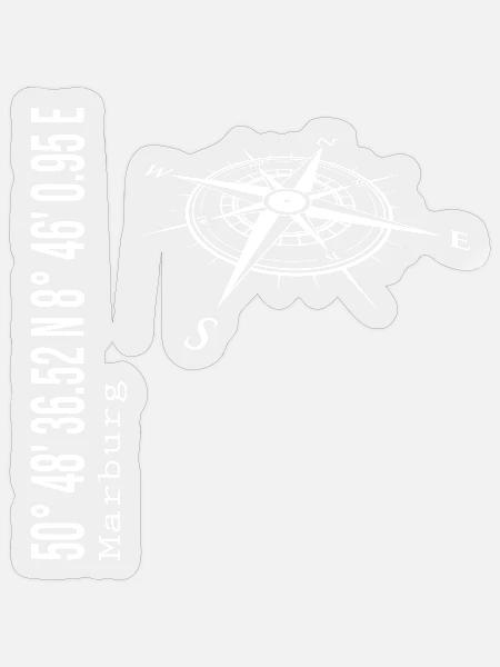 Koordinaten Marburg - Sticker Größe S (10 x 10 cm) - Transparent glänzend