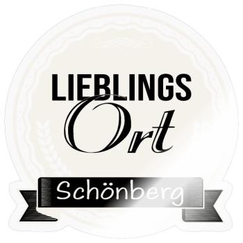 Lieblingsort Schönberg - Sticker Größe S (10 x 10 cm) - Transparent glänzend - Vorne
