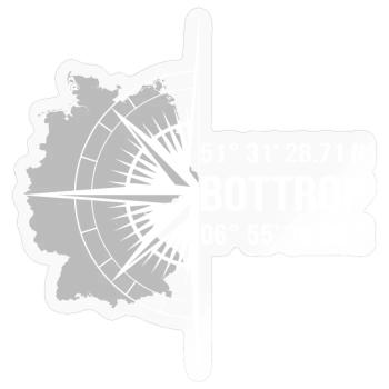 Koordinaten Bottrop - Sticker Größe S (10 x 10 cm) - Transparent glänzend - Vorne