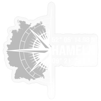 Koordinaten Hameln - Sticker Größe S (10 x 10 cm) - Transparent glänzend - Vorne