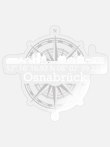 Koordinaten Skyline Osnabrück - Sticker Größe S (10 x 10 cm) - Transparent glänzend