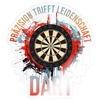 Präzision trifft Leidenschaft - Dart - Sticker Größe S (10 x 10 cm) - Transparent glänzend - Vorne