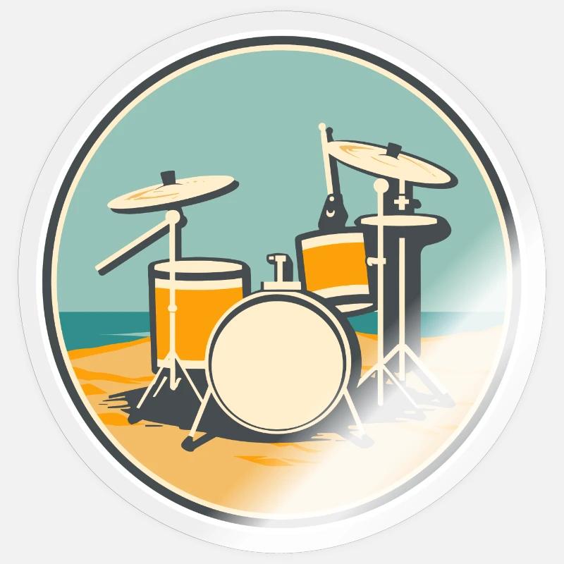 Drum Set Illustration Sticker size S (10 x 10 cm)