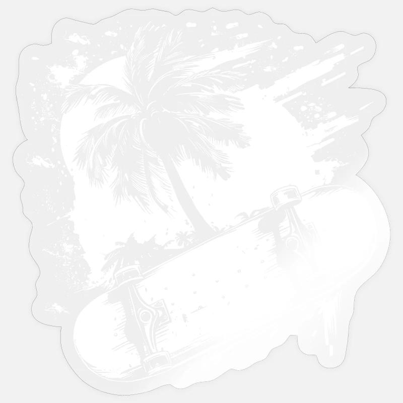 Dessin de skateboard - Sticker taille S (10 x 10 cm) - brillant transparent