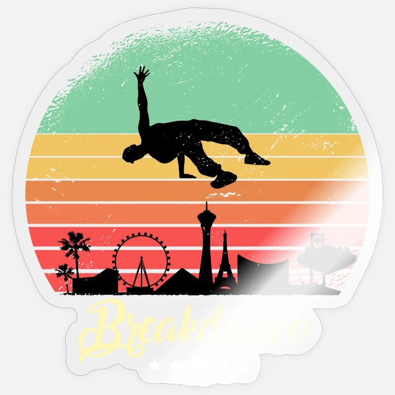 Breakdance Dancing Vintage Retro Sunset Sticker size S (10 x 10 cm)