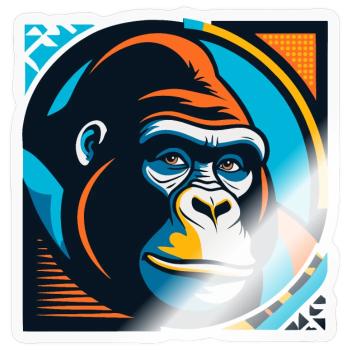 Gorille Pop Art - Sticker taille S (10 x 10 cm) - brillant transparent - Devant