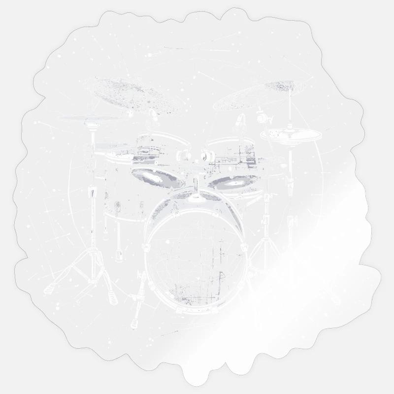 Drum Sketch - Sticker size S (10 x 10 cm) - transparent glossy