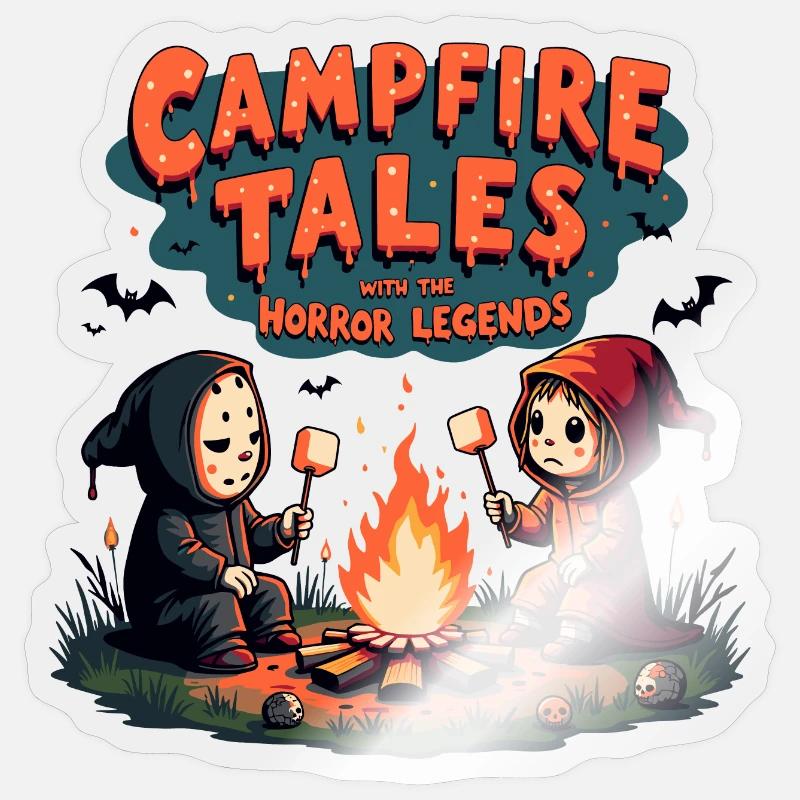 Campfire Tales mit Horror-Ikonen - Sticker Größe S (10 x 10 cm) - Transparent glänzend