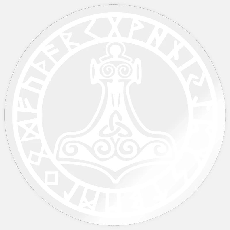 Marteau viking blanc - Sticker taille S (10 x 10 cm) - brillant transparent