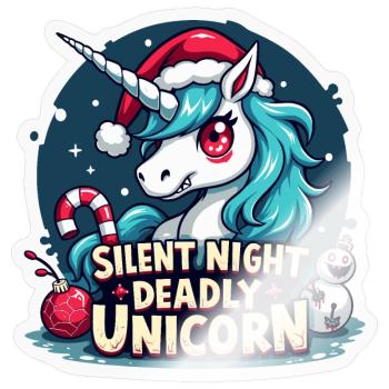 Silent Night Deadly Unicorn - Sticker Größe S (10 x 10 cm) - Transparent glänzend - Vorne