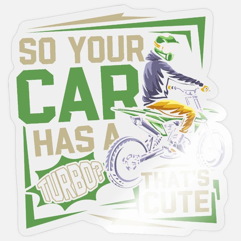 Moto de course - Sticker taille S (10 x 10 cm) - brillant transparent