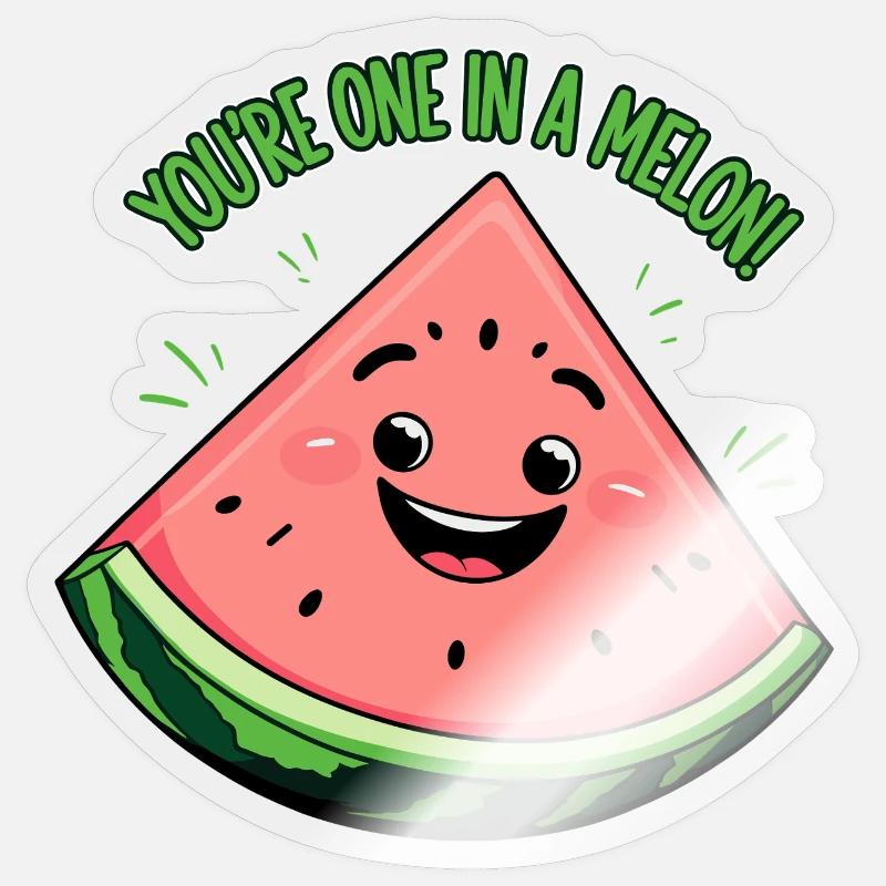 Pastèque amusante - Vous ne faites qu’un dans un melon ! - Sticker taille S (10 x 10 cm) - brillant transparent