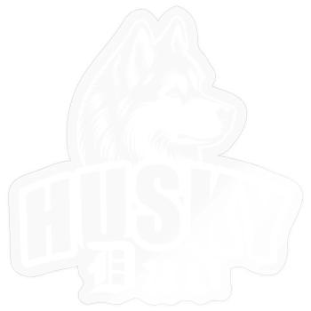 "Husky Dad" mit Hundekopf - Sticker Größe S (10 x 10 cm) - Transparent glänzend - Vorne